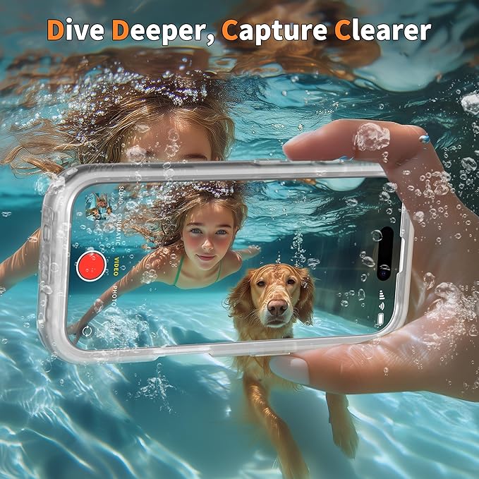 Cozycase for iPhone 16 Pro Max Case Waterproof - 360 Heavy Duty with Screen/Camera Protector Shockproof IP68 Underwater Dustproof Water Dust Shock Proof Full Body/Front and Back Case Frosted Clear