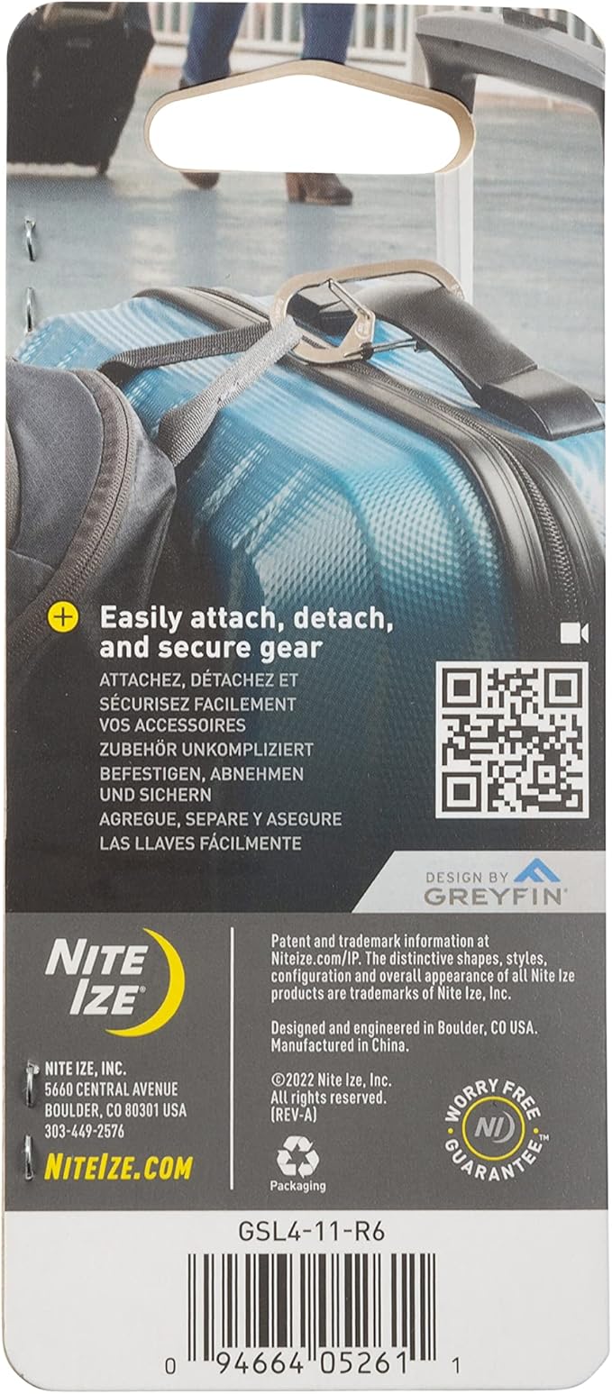 Nite IZE G-Series SlideLock #4 Dual Chamber Carabiner, Dual Security Carabiner Keychain, Stainless Steel