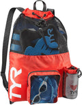 TYR Big Mesh Mummy Backpack for Wet Swimming, Gym, and Workout Gear, Red