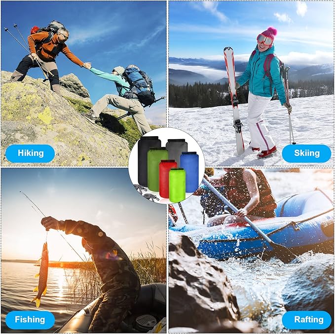 Shappy 6 Pcs Waterproof Dry Bag Set Ultralight Stuff Sack 20/15/10/8/5/3L Backpacking Bag with Long Adjustable Strap Outdoor Keep Gear Dry Sack for Camping Kayaking Boating Hiking Travel