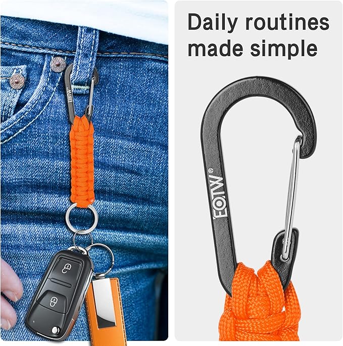 EOTW Paracord Keychain for Men Women Paracord Carabiner Backpack Keychain with Aluminum Clip for Camping Hiking Outdoor Gear