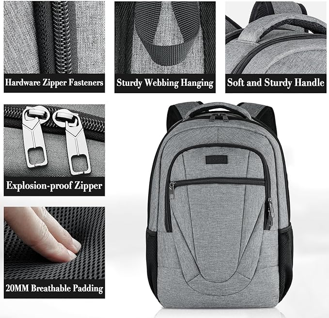 BIKROD 45L Extra Large Travel Laptop Backpack for Men and Women, Carry on Back Pack Fit 18.4 IN Laptop, Grey, Gift
