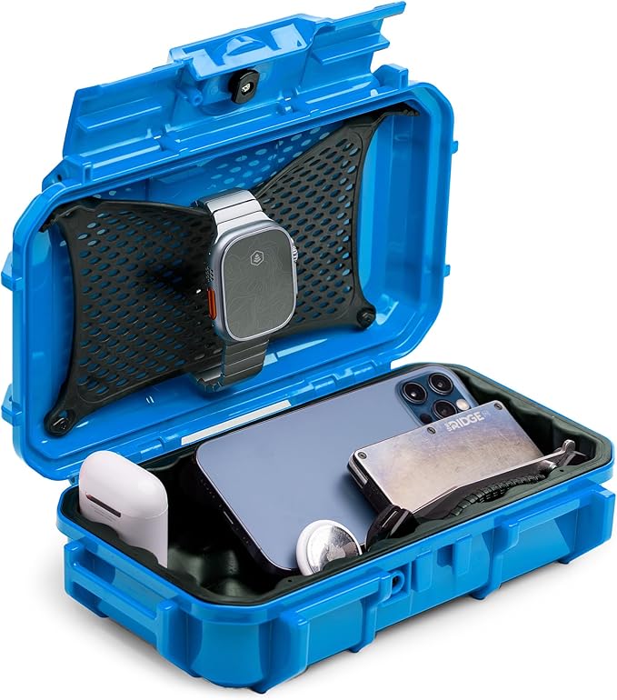 Evergreen 56 Dry Box - EDC Tough Protective Case USA Made for Organization of Cameras, Phones, Camping, Fishing, Hiking, Water Sports (Blue)
