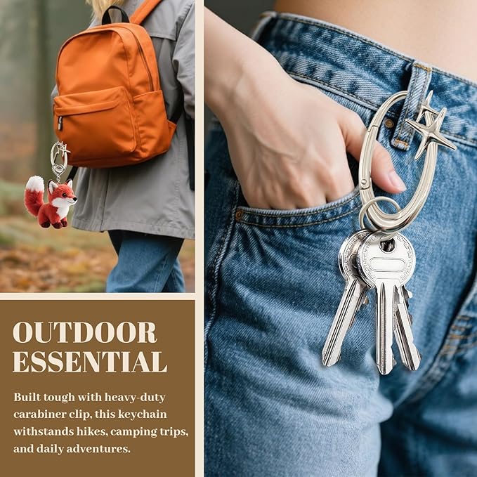2pcs y2k Large Star Shape Carabiner Set, Cool Belt Loop Clip, Carabiner Keychain for Keys, Car Keys, Bags and Outdoor Gear (4 Inch)