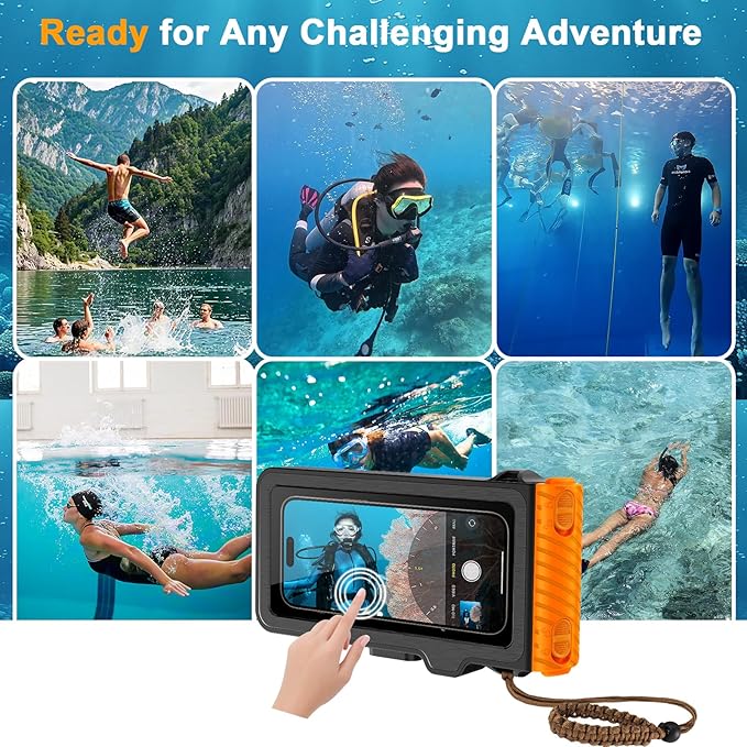 2026 Diving Snorkeling Phone Case for iPhone 17/16/15/14/13/12/11 Pro Max/XS/X Samsung Galaxy S26/S25/S24 Professional Scuba Dive Waterproof Underwater Photo Video Cover (4TH Gen, Orange)