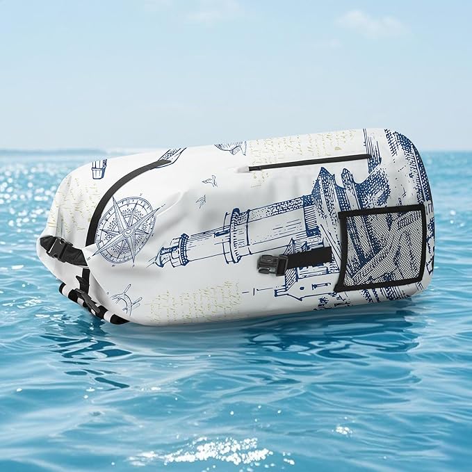 Waterproof Dry Bag Heavy Duty Marine Dry Bags for Kayaking Hiking Anchor Nautical Lighthouse Backpack Roll-Top Closure Bag - Backpack Waterproof Phone Case 35L/55L/85L