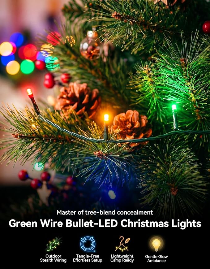 LitHome 99FT 300 LED String Lights Outdoor Indoor, 8 Modes Waterproof Christmas String Lights with Timer & Memory Function, Outdoor Christmas Lights Green Wire for Xmas Tree Party Garden, Multicolor