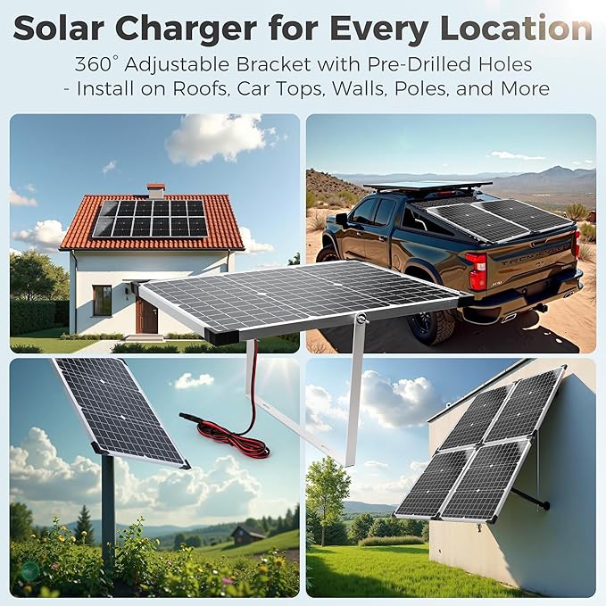 Voltset Solar Panel Kit 30W 12V with MPPT Controller, Solar Battery Trickle Charger Maintainer, Waterproof Solar Panel with Adjustable Mount Bracket for Boat RV Motorcycle Marine