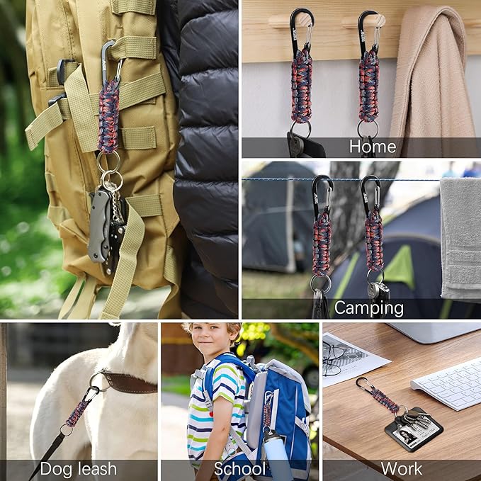 EOTW Paracord Keychain for Men Women Paracord Carabiner Backpack Keychain with Aluminum Clip for Camping Hiking Outdoor Gear