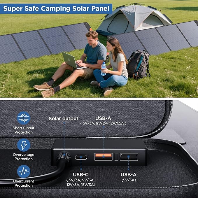 440 Watt Portable Solar Panel with Bypass Diodes,2PCS 220W N-Type 16BB Foldable Solar Charger for Power Station, 25% High Efficiency IP67 Waterproof 4 Kickstands for Camping RV Home Backup