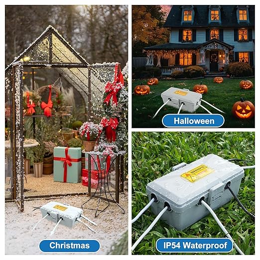 NineLeaf [2 Pack] Outdoor Electrical Box Waterproof, Medium Weatherproof Electrical Box (10.3x5.9x3.7 inch), Extension Cord Cover for Power Strip, Timer, Plug, Christmas Light, Grey