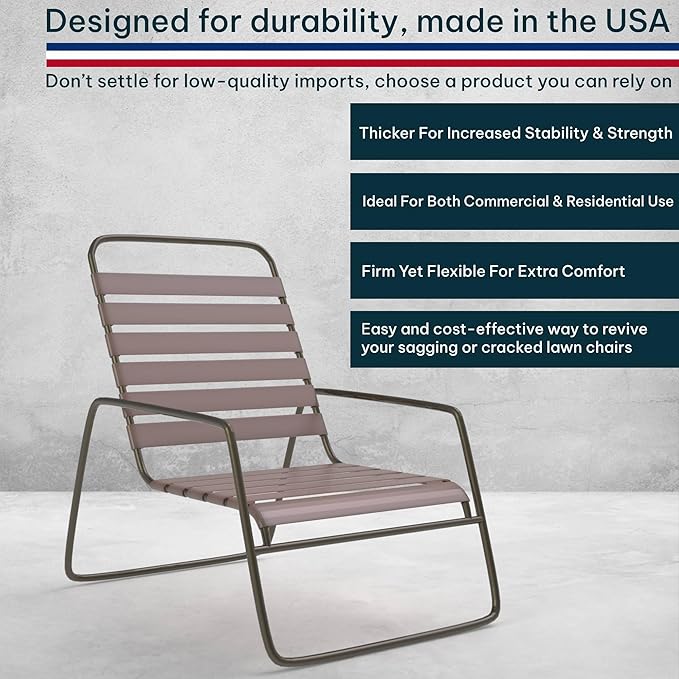 2 Inch Wide, 20ft Long Vinyl Strap - Replacement Straps for Patio Chairs - Vinyl Strapping for Patio Furniture Repair - Durable Seat Repair Kit for Lawn Chairs, Outdoor Furniture (Adobe)