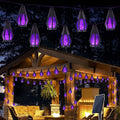 Solar String Lights for Outside, 33Ft Solar Patio Lights with 15 Flickering Flame Light Bulbs, Waterproof Purple Solar Powered Outdoor Lights for Garden Yard Patio Gazebo Bistro Cafe Porch Party Decor