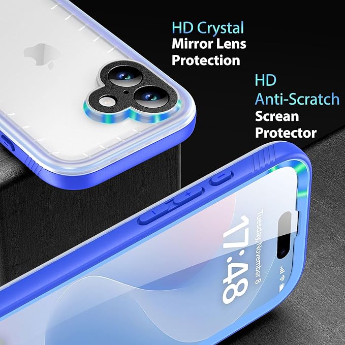 SPORTLINK for iPhone 17 Case - IP68 Waterproof Military Protective Full Body Heavy Duty Shockproof 360 Sealed Dustproof with Camera Screen Protector Phone Cover for iPhone 17 6.3" Blue
