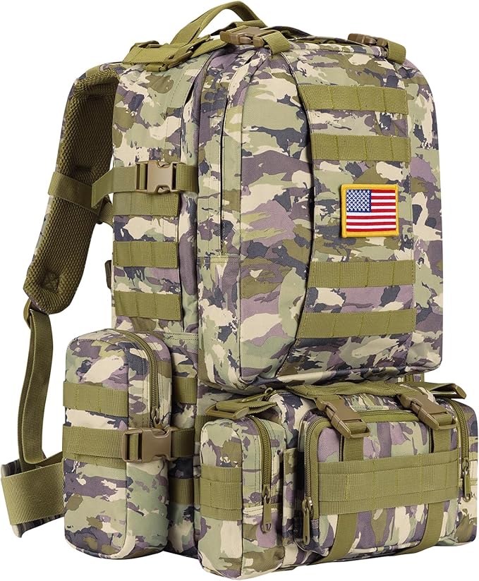 CVLIFE Tactical Backpack Military Army Rucksack 60L Large Assault Pack Detachable Molle Bag, Auriclash