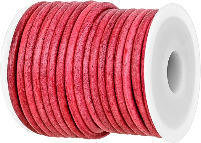 GENIQUE Real/Genuine Round Leather String Cord for Necklace, Bracelets, Jewelry, Kumihimo Braiding, DIY Projects (10 Metres) (3mm, Cyclaman Distressed)