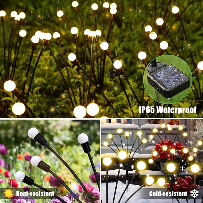 NBQQ Solar Garden Lights Outdoor, Waterproof Solar Powered Lights for Yard Pathway Patio, Swaying Lawn Decor as Gardening Gifts for Women Holiday(Warm White, 10 Pack)