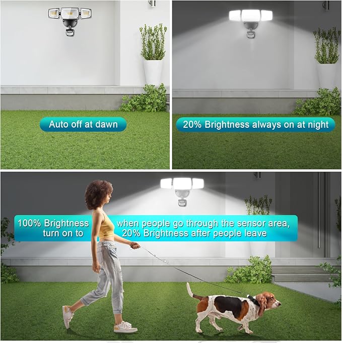 USTELLAR 55W Plug in Flood Light Outdoor, 5500lm Motion Sensor Outdoor Lights with Remote Control, Dusk to Dawn Security Light, IP65 Waterproof, 5000K Daylight Wall Mounted for Garage, Yard, 1 Pack