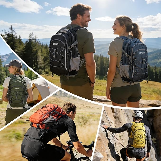 RealCool Hiking Backpack for Men Women,20L Lightweight Waterproof Travel Camping Backpack Hiking Daypack for Cycling Running,Army Green