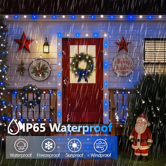 Extra-Long 144FT Solar String Lights for Outside, 2 Pack 400LED Solar Fairy Lights Outdoor Waterproof, Copper Wire with 8 Modes Solar Powered Twinkle Lights for Tree Party Xmas Decor (Blue and White)