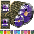 TECEUM Reflective Paracord Rope 1000 – 1000ft/200ft/100ft/50ft – 40+ Colors – Glow in The Dark – para Cord – Utility Rope for Survival, Hunting & Camping Gear – Nylon String, Camping Rope, Tent Cord