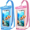 ProCase 2 Pack Floating Waterproof Phone Pouch IPX8, Universal Dry Bag Fits iPhone 17/16/15/14/13 Series,Galaxy S24/S23/S22, Pixel 8/7 (Up to 7”),Touchscreen, Underwater & Snow Protection -Pinkblue