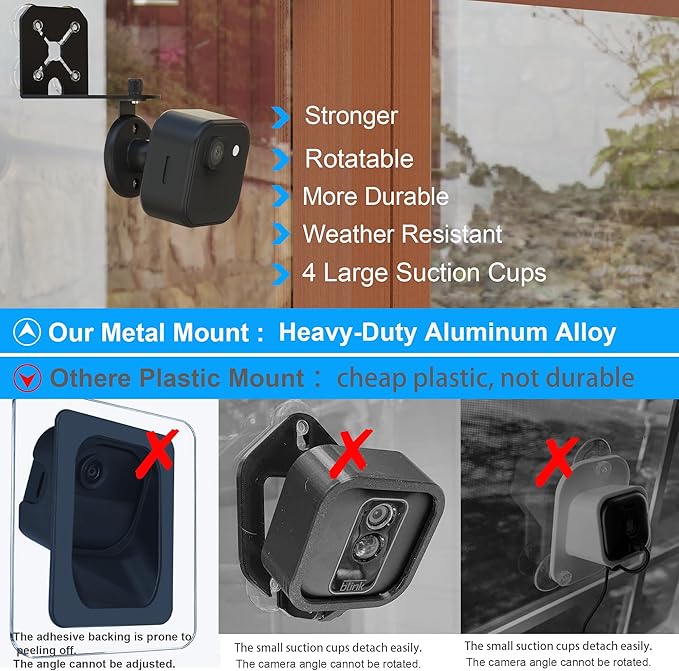 2-in-1 Metal Camera Mount for Blink Outdoor 4 & Blink Mini, （2026 Upgrade Big Suction with 360° Adjustable Bracket, Window Suction or Screw Wall Mount, Heavy Duty, Black (2-Pack)