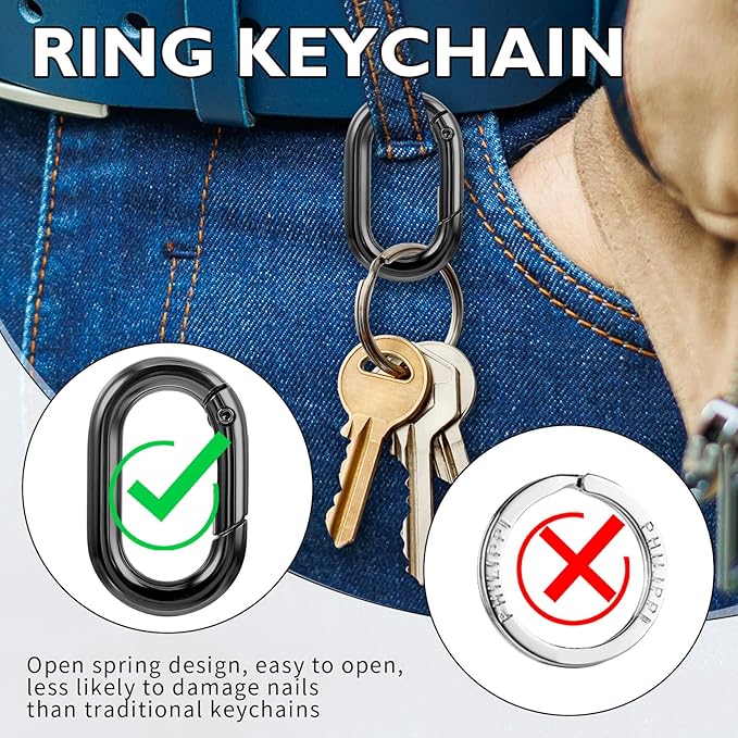 Small Carabiner,Black Carabiner,O-Ring Key Ring
