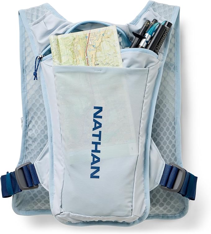 Nathan QuickStart Hydration Pack Vest with Bladder or flasks, Storage Pockets, Breathable Moisture-Wicking Fabric, Adjustable Straps for Running, Hiking, Walking, Marathons, Obstacle Races