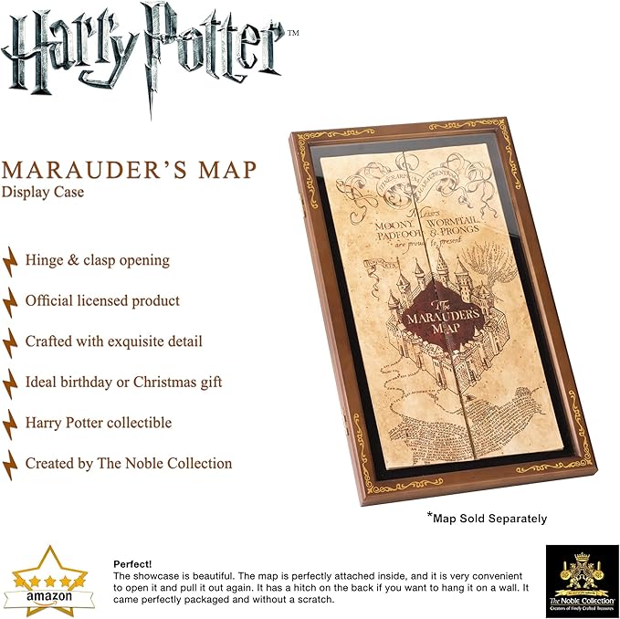 The Noble Collection Harry Potter The Marauder's Map Display Case - Elegant Wooden Case for Marauder's Map - Film Set Movie Props Gifts