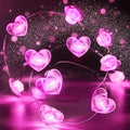 10FT Pink Heart Fairy Lights Battery Operated with Timer for Mothers Day Decoration, LED String Light Indoor Outdoor Waterproof Twinkle Light for Christmas Proposal Anniversary Valentines Party Decor
