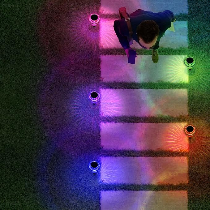 Priddop Solar Lights Outdoor Pathway Waterproof 16 Pack Color Changing LED Acrylic Mushroom Decorative Garden Lights for Yard Landscape Patio Outside Decorations