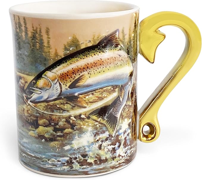 Rivers Edge Products 3D Ceramic Coffee Mug with Handle, 15 Ounces, Espresso Cups and Coffee Cups Ceramic, Perfect for Coffee, Expresso, Latte, or Tea