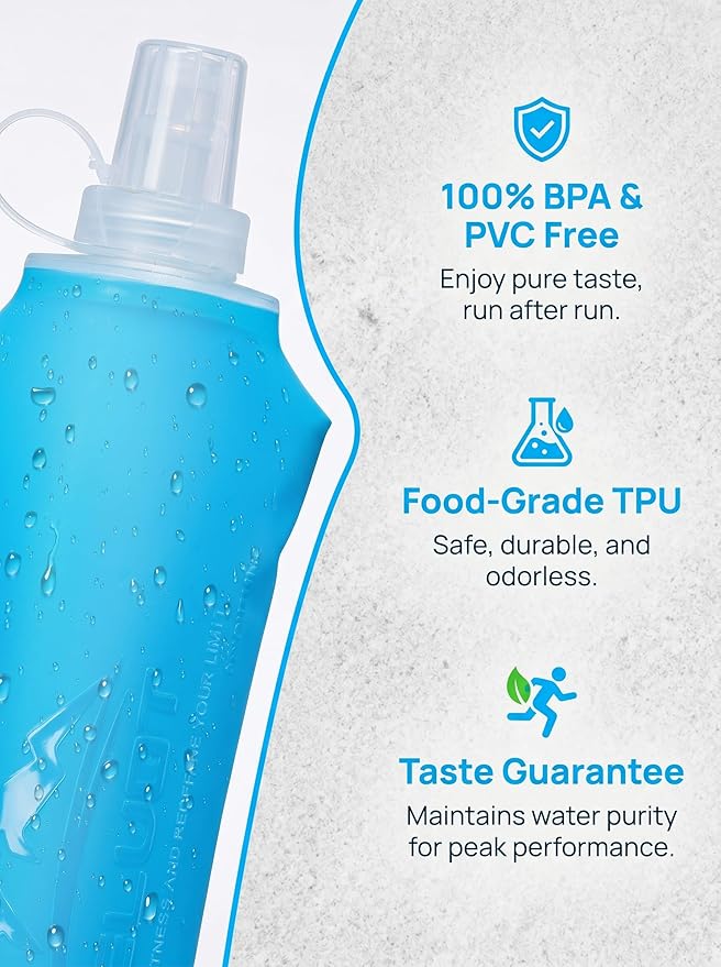 Zelvot Running Vest Soft Flask, BPA-Free 500ml Collapsible Water Bottle for Hydration Backpack, Folding Running Water Bottle for Marathon Hiking Cycling Climbing (White, 500 ML)