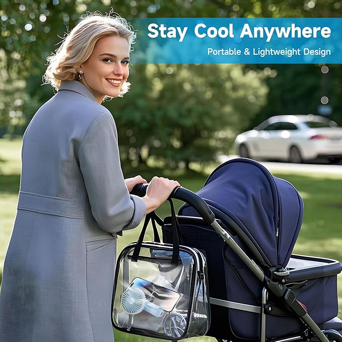 Portable Handheld Fan, [Up to 15 Working Hours],180° Foldable Personal Fan, USB Rechargeable Mini Hand Fans for Travel/Summer/Outdoor/Office, 5 Speeds Adjustable, LED Display,Blue