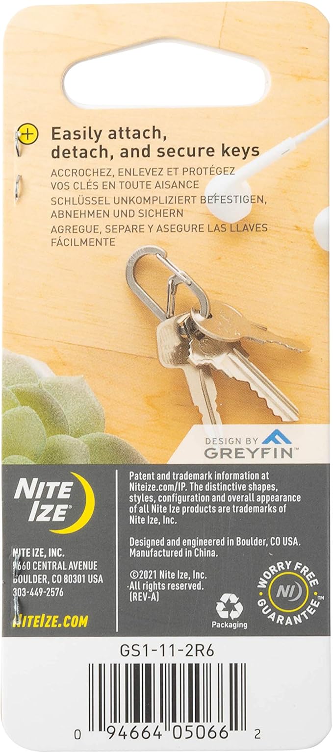Nite IZE GS1-11-2R6 G-Series Dual Chamber Carabiner, Size #1,Stainless Steel, 2 Count (Pack of 1)