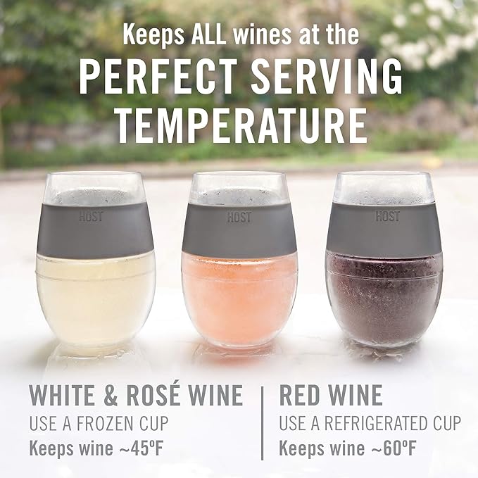 Host Freeze Stemless Wine Glasses, Freezable Double Wall Wine Tumblers, Insulated Chilling Cups with Silicone Bands, Gifts for Moms, Birthday Gifts for Women, 8.5 oz, Set of 2, Rainbow & Marble