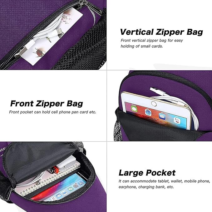 MOSISO Sling Backpack,Multipurpose Travel Hiking Daypack Rope Crossbody Shoulder Bag with Front Buckle Pouch&Reflective Strip
