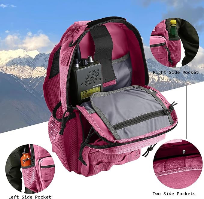Rover Sling Pack Tactical Shoulder Sling Bag Backpack with Bottle Holder Crossbody Chest Bag, Pink