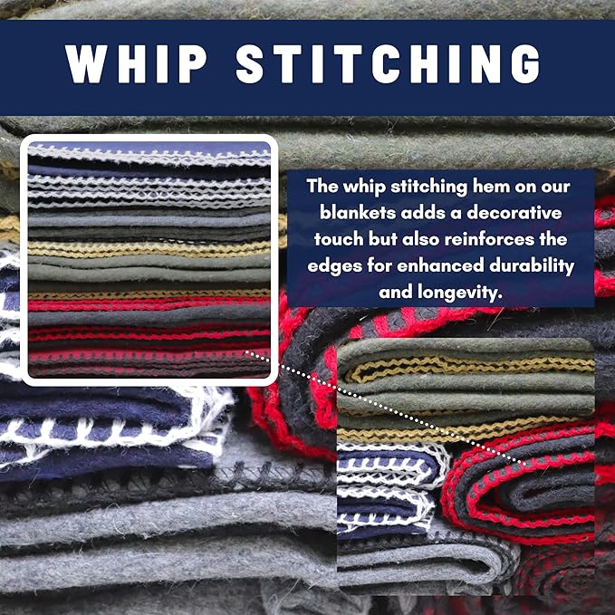 M MCGUIRE GEAR Heavy Duty Wool Blanket, Survival, Emergency, and First Aid Use – Mil-Spec, Fire Retardant, Durable Outdoor Wool Blankets for Camping. - Navy Blue, (64 x 90 inches)