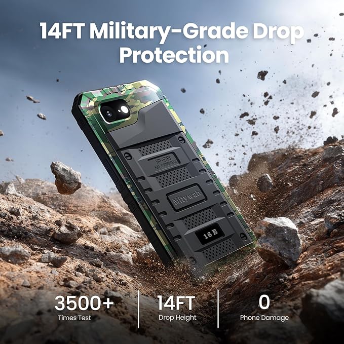 Mitywah Waterproof Case for iPhone 16e and for iPhone 17e, Shockproof Heavy Duty Case with Built-in Screen Protector, Underwater Full Body Protective Metal Case 6.1 inch, Camouflage