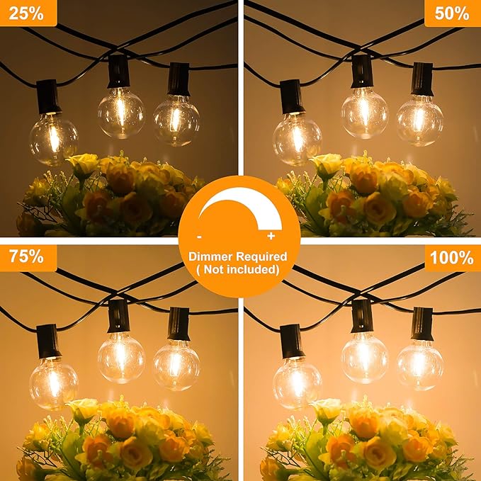 Bosceos 300ft (100ft*3) Outdoor G40 LED Globe String Lights Dimmable Waterproof Shatterproof Light Strings Connectable Commercial Hanging Lights for Christmas Patio House Backyard Balcony Party