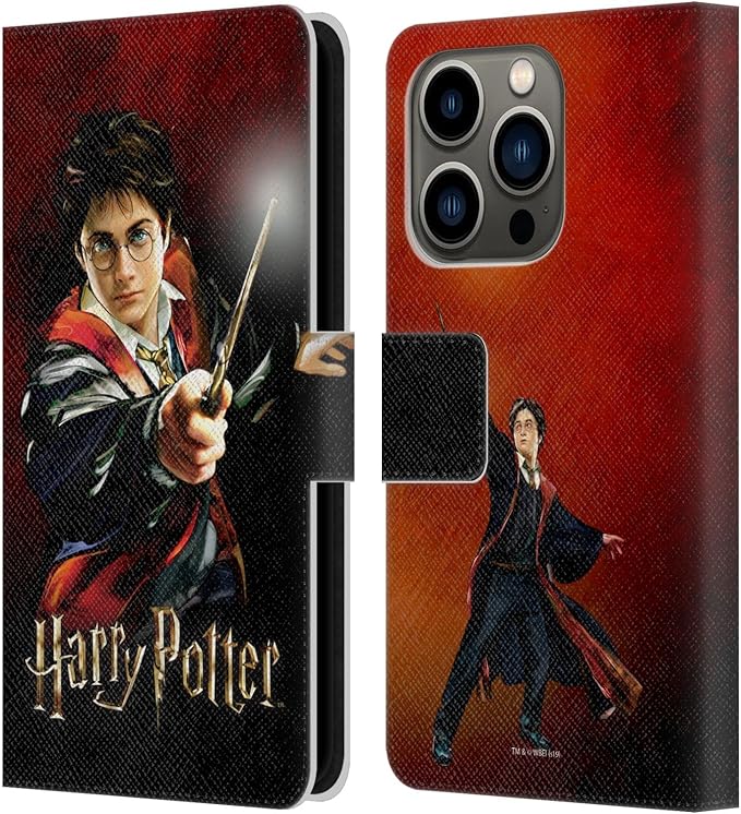 Head Case Designs Officially Licensed Harry Potter Harry Portrait Prisoner of Azkaban II Leather Wallet Case Compatible with Apple iPhone 14 Pro