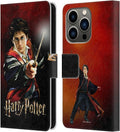 Head Case Designs Officially Licensed Harry Potter Harry Portrait Prisoner of Azkaban II Leather Wallet Case Compatible with Apple iPhone 14 Pro