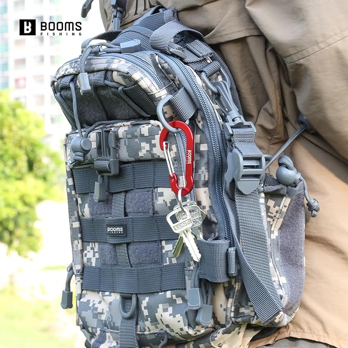 Booms Fishing CC5 Multi-Use Carabiner Clips, 10 Pack 2.3"/ 3.1" Caribeener Clips, Mini Keychain Caribeaner Clip, Aluminum D Ring Carabiners