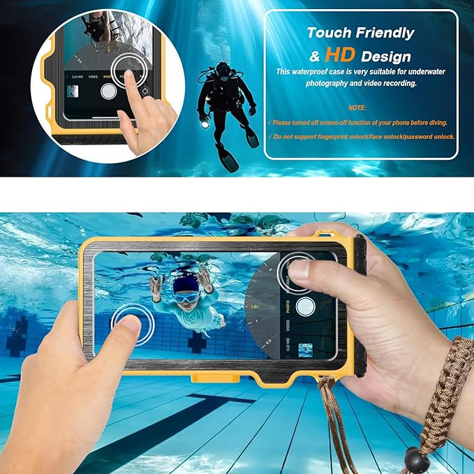 2026 Diving Snorkeling Phone Case for iPhone 17/16/15/14/13/12/11 Pro Max/XS/X Samsung Galaxy S26/S25/S24 Professional Scuba Dive Waterproof Underwater Photo Video Cover (4TH Gen, Yellow)