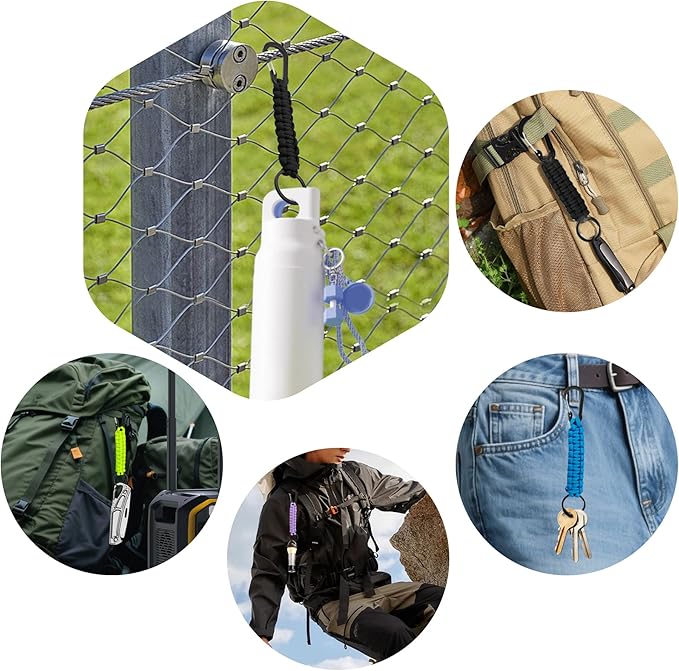 3PCS Paracord Keychain with Carabiner Clip, Braided Rope Key Chain Lanyard, Heavy Duty Paracord Keychain Ring for Men Women Outdoor Camping Hiking Backpack Survival Gear, Black