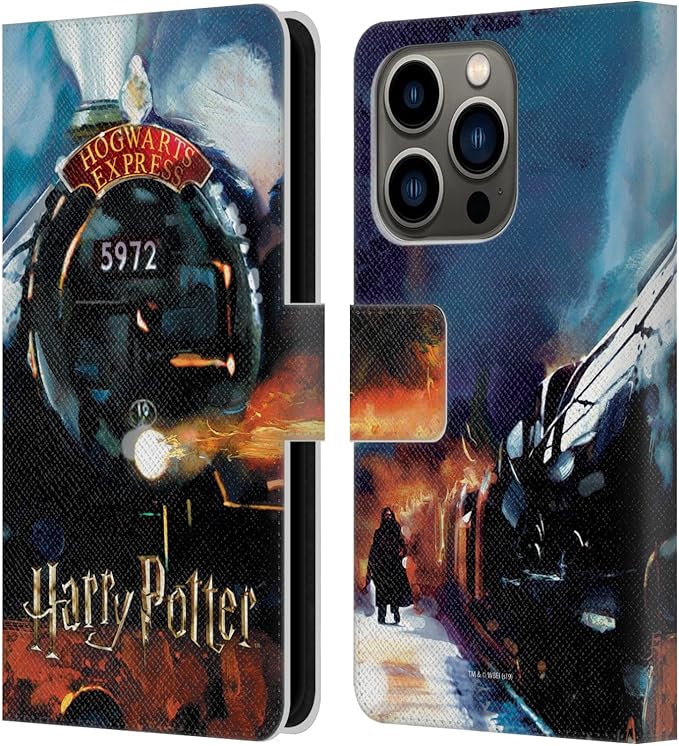Head Case Designs Officially Licensed Harry Potter Hogwarts Express Prisoner of Azkaban II Leather Wallet Case Compatible with Apple iPhone 14 Pro
