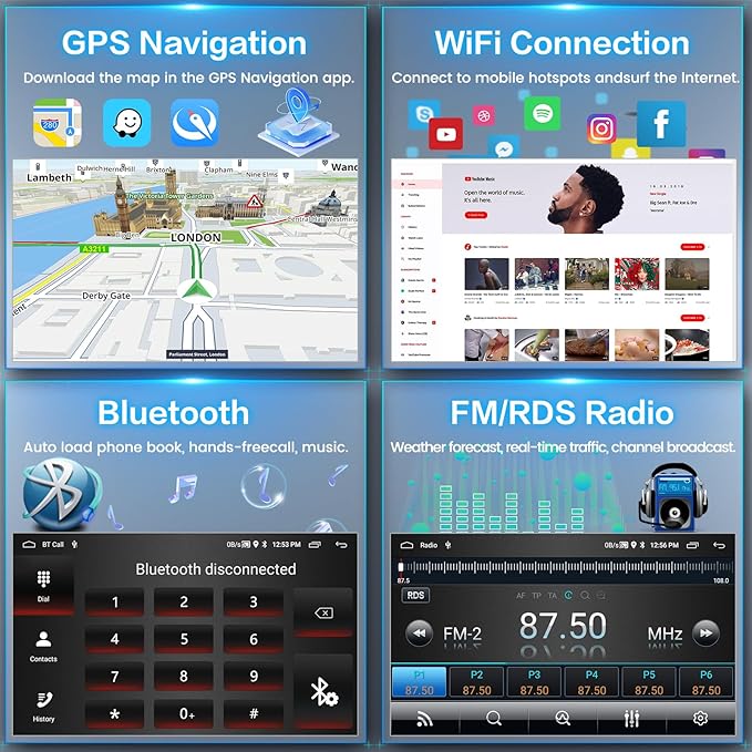 5Ghz WiFi [4Core+64GB] Android Car Radio for Jeep Compass Patriot 2010 2011 2012 2013 2014 2015 2016 Car Stereo, 10inch IPS Touchscreen with Wireless Carplay Android Auto Bluetooth GPS Backup Camera