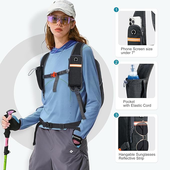 FIORETTO 20L Hiking Backpack for Women Men Mini Packable Backpack Lightweight Small Daypack for Camping Travel Outdoor, Black